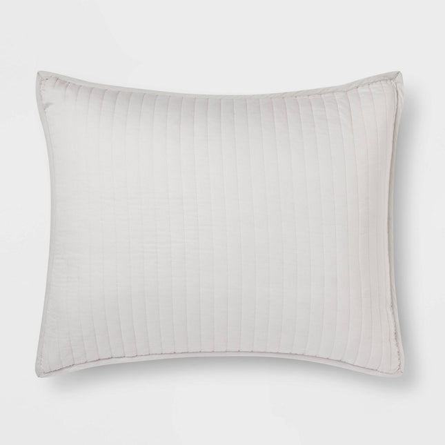 King Washed Cotton Sateen Quilt Sham Light Gray - Threshold: OEKO-TEX Certified, 250 Thread Count, Machine Washable