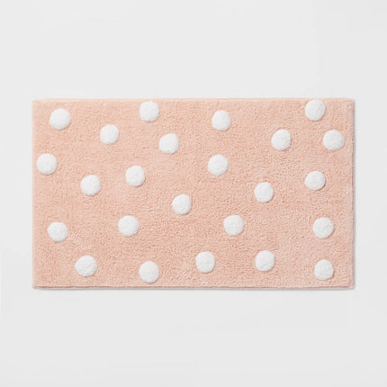 Polka Dot Kids' Bath Rug Pink - Pillowfort: Tufted Cotton Bathroom Mat, 1'8"x2'10", OEKO-TEX Certified