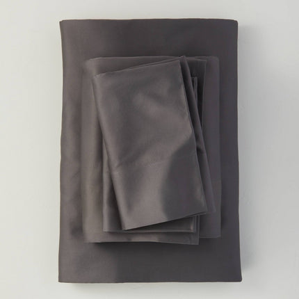Queen 500 Thread Count Washed Supima Sateen Solid Sheet Set Dark Gray - Casaluna: Luxurious Comfort, OEKO-TEX Certified (Please be advised that sets may be missing pieces or otherwise incomplete.)