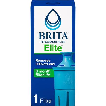 Brita Elite Water Filter Replacement for Pitchers and Dispensers, BPA-Free, Reduces 99% of Lead, Lasts Six Months or 120 Gallons, Includes 1 Pitcher Replacement Filter Blue