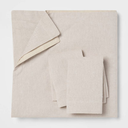 King Cotton Linen Chambray Duvet Cover & Sham Set Khaki - Threshold: Woven Bedding Sets, OEKO-TEX Certified (Please be advised that sets may be missing pieces or otherwise incomplete.)