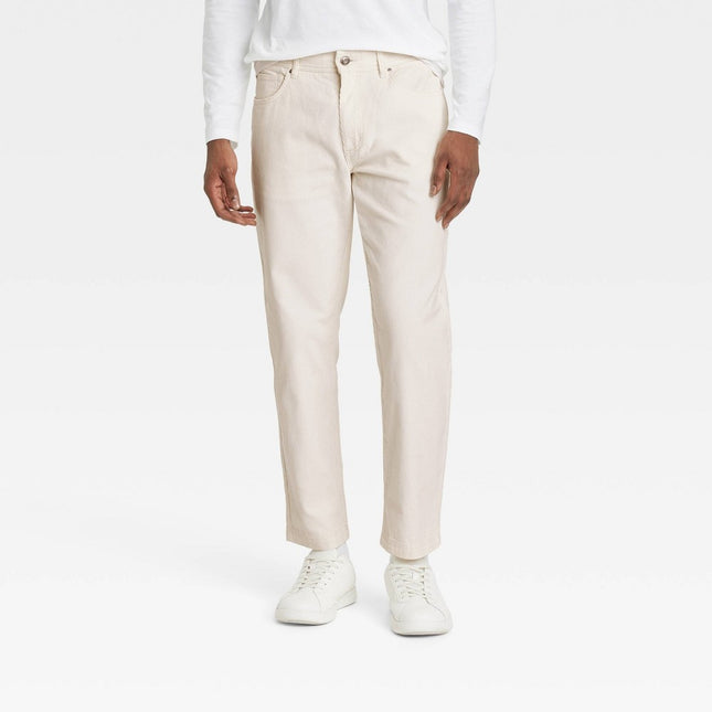 Houston White Adult Corduroy 5-Pocket Straight Chino Pants - White M: Midweight Cotton Blend, Adjustable Waistband, 30 Inseam"