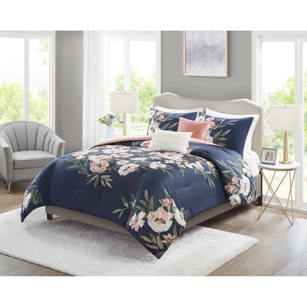 5pc King Leilani Floral Print Comforter Bedding Set - Navy/Blush (Please be advised that sets may be missing pieces or otherwise incomplete.)