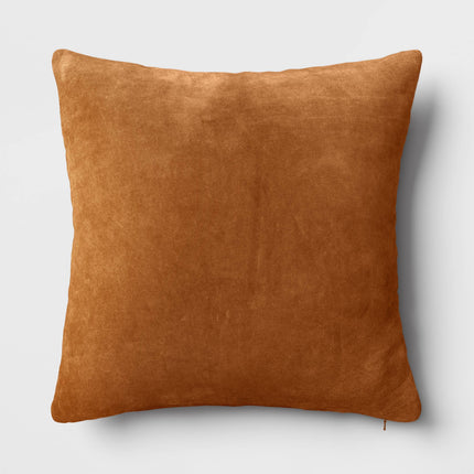 Threshold Washed Cotton Velvet 18in Square Throw Pillow Green