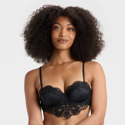Women's Lace Lightly Lined Lingerie Bra - Auden Black L