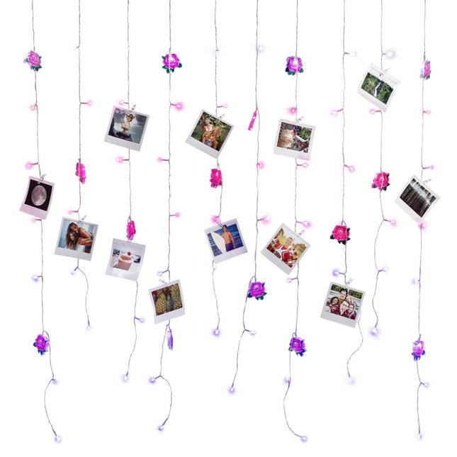 Celestial Garden Roses Curtain Lights with Clips