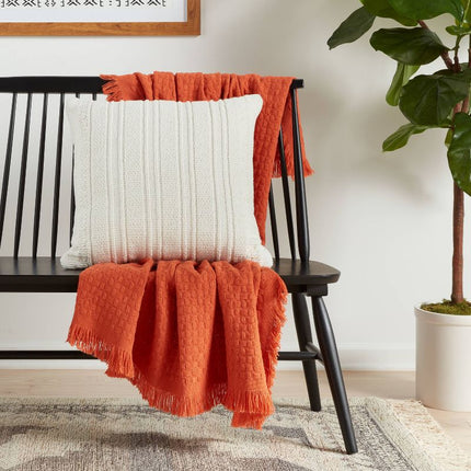 Threshold Oversized Textural Woven Square Throw Pillow Cream