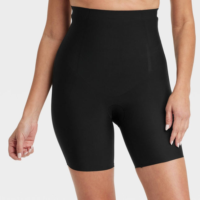 Women's Firm Sculpting High-Waist Shorts - Auden Black S: Nylon Spandex Blend, Pull-On, Elastic Leg Openings, Machine Washable