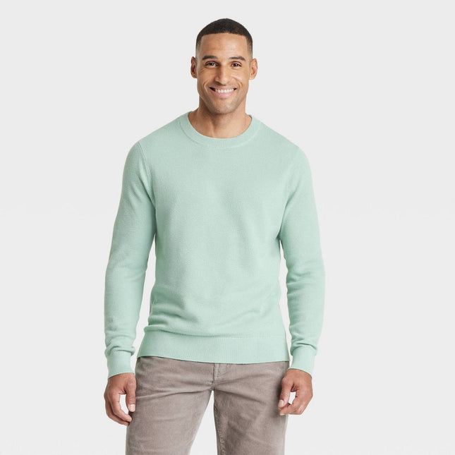 Men's Crew Neck Pullover Sweater - Goodfellow & Co™ Dainty Green S: Ribbed Cuffs