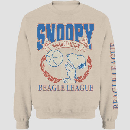 Men's Peanuts Snoopy Crewneck Pullover Sweatshirt - Tan M
