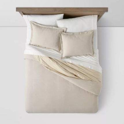 King Cotton Linen Chambray Duvet Cover & Sham Set Khaki - Threshold: Woven Bedding Sets, OEKO-TEX Certified (Please be advised that sets may be missing pieces or otherwise incomplete.)
