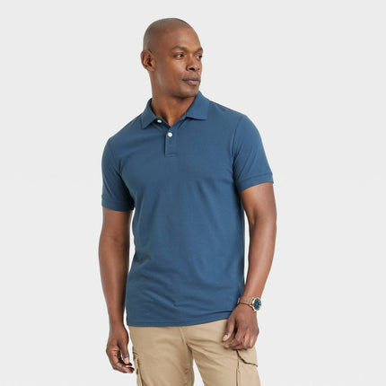 Men's Every Wear Polo Shirt - Goodfellow & Co™ Dark Blue S: Midweight, Standard Fit