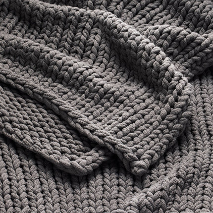 Casaluna Oversized Chunky Knit Bed Throw 50x70in Dark Gray