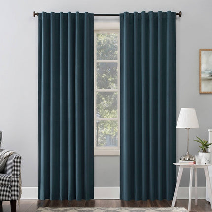 50"x84" Sun Zero 100% Blackout Amherst Velvet Noise Reducing Thermal Curtain Panel Teal: Modern Plain Weave Curtain