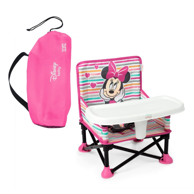 Bright Starts Disney Minnie Mouse Pop 'N Sit Portable Booster, Indoor/Outdoor Use, Floor Seat with Feeding Tray, 6 Mos - 3 Yrs