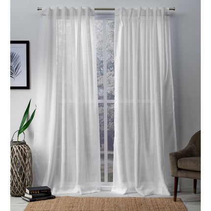 Set of 2 (96"x54") Bella Hidden Tab Top Sheer Curtain Panels: White, Mid-Century Modern, Polyester - Exclusive Home (Please be advised that sets may be missing pieces or otherwise incomplete.)