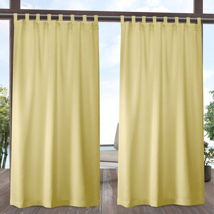 Set of 2 (84"x54") Indoor/Outdoor Solid Cabana Tab Top Curtain Panel Yellow - Exclusive Home (Please be advised that sets may be missing pieces or otherwise incomplete.)