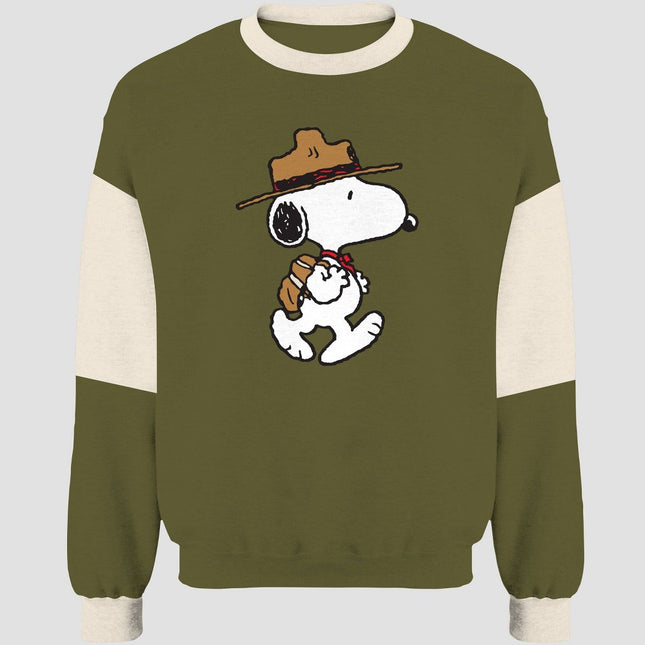 Men's Peanuts Snoopy Camper Crewneck Pullover Sweatshirt - Green L