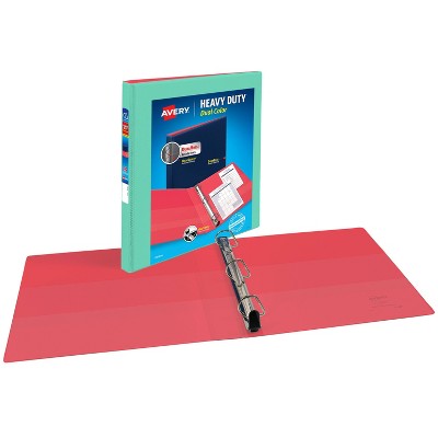 Avery 0.5" Heavy Duty D-Ring Dual View Binder Mint and Coral