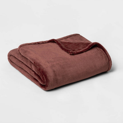 King Microplush Bed Blanket Berry - Threshold: Cozy Polyester, No Fill, Traditional Style, Machine Washable