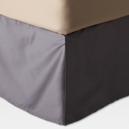 Threshold Wrinkle-Resistant Cotton Bed Skirt Full Gray 15in Drop