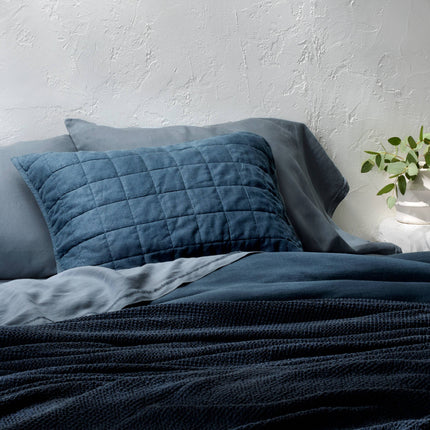 Casaluna Heavyweight Linen Blend Quilt Pillow Sham Dark Teal Blue Standard