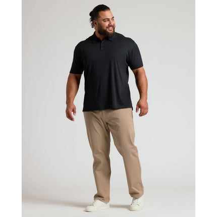 True Classic Men's Short Sleeve Collar Neck Pima Polo Shirt - Black L