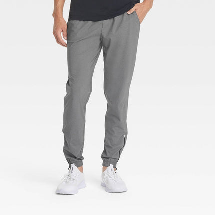 Men's Lightweight Tricot Jogger Pants - All In Motion™ Heathereded Black L: Zippered Pocket