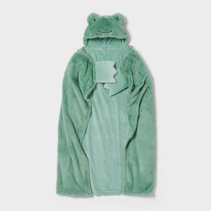 Frog Kids' Hooded Blanket Green - Pillowfort