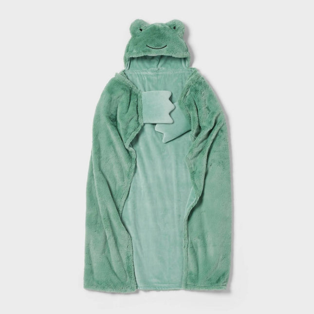 Frog Kids' Hooded Blanket Green - Pillowfort