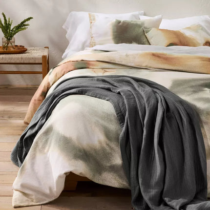 Full/Queen Rayon from Bamboo Matelasse Blanket Dark Gray - Casaluna