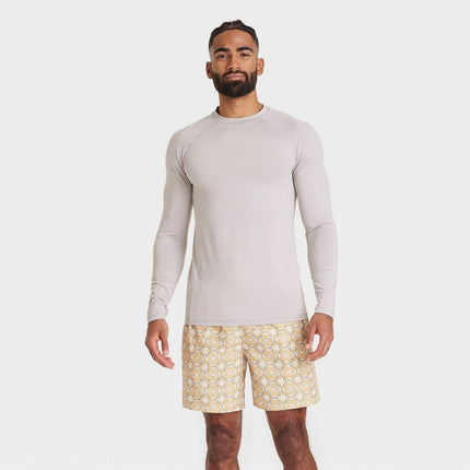 Men's Long Sleeve Rash Guard Swim Shirt - Goodfellow & Co™ Gray XL: UPF 50+, Fit, Recycled Polyester