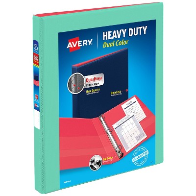 Avery 0.5" Heavy Duty D-Ring Dual View Binder Mint and Coral