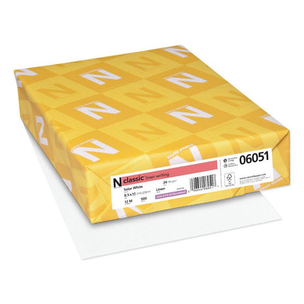 Neenah Paper Classic Linen Stationery, 97 Bright, 24 lb Bond Weight, 8.5 x 11, Solar White, 500/Ream