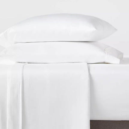 King 400 Thread Count Performance Flat Sheet White - Threshold: Cotton Sateen, Machine Washable, STANDARD 100 by OEKO-TEX (Copy)