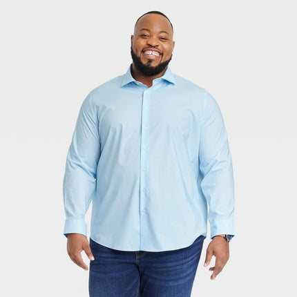Men's Big & Tall Performance Long Sleeve Button-Down Dress Shirt - Goodfellow & Co™ Blue 3XLT: Standard Fit
