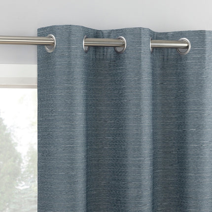 2pc 37"x63" Sun Zero Wylder Texture Thermal Blackout Grommet Curtain Panel Pair Navy Blue (Please be advised that sets may be missing pieces or otherwise incomplete.)