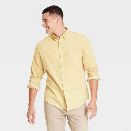 Men's Long Sleeve Mid-Weight Corduroy Button-Down Shirt - Goodfellow & Co™ Gold L