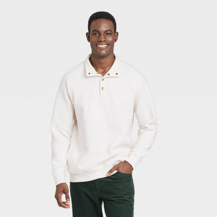 Men's Quilted Snap Pullover Sweatshirt - Goodfellow & Co™ Ivory S