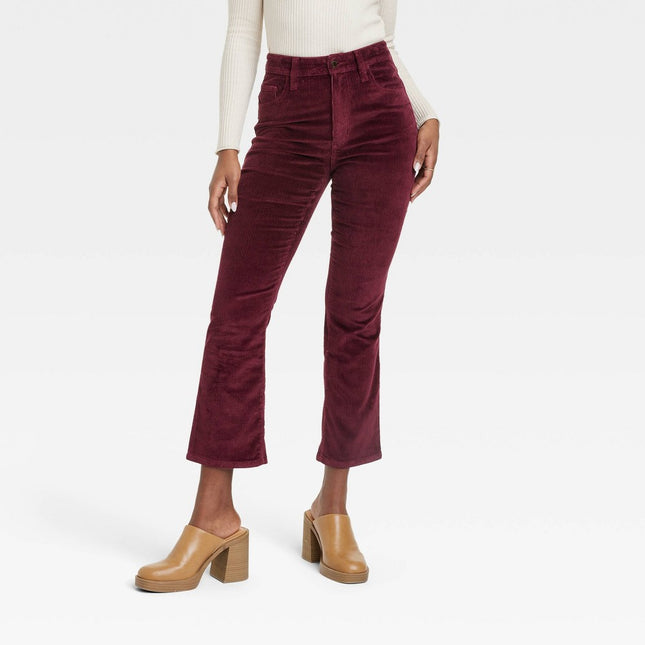 Women's High-Rise Corduroy Bootcut Jeans - Universal Thread Burgundy 2 Regular