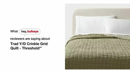 Full/Queen Yarn Dye Crinkle Grid Quilt Moss Green - Threshold: Weave, Machine Washable, OEKO-TEX Certified