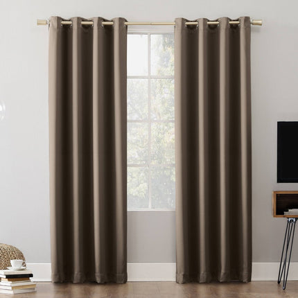52"x108" Sun Zero 100% Blackout Oslo Theater Grade Grommet Curtain Panel Taupe: Indoor 108 Inch Solid Polyester