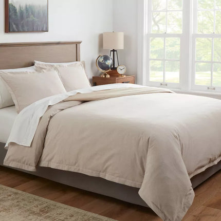 King Cotton Linen Chambray Duvet Cover & Sham Set Khaki - Threshold: Woven Bedding Sets, OEKO-TEX Certified (Please be advised that sets may be missing pieces or otherwise incomplete.)