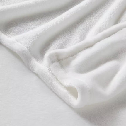 Twin/Twin XL Solid Plush Bed Blanket True White - Room Essentials: Cozy Lightweight Fleece, Machine Washable