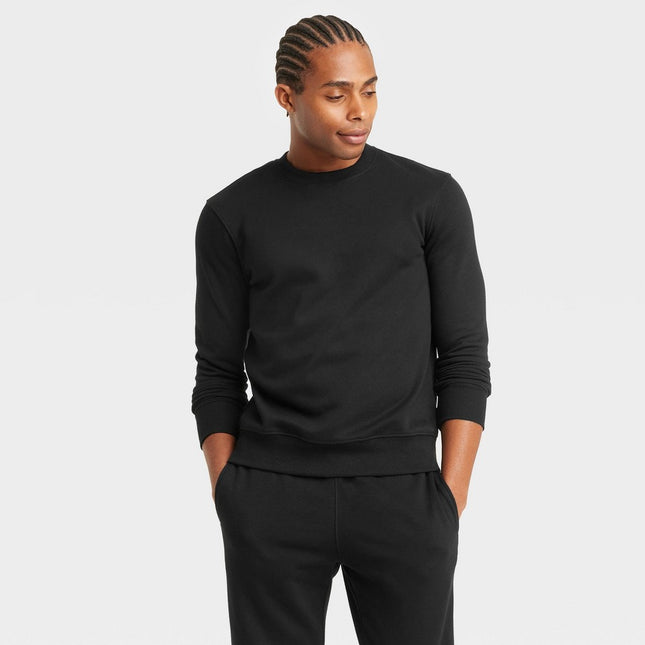 Men's Pullover Sweatshirt - Goodfellow & Co™ Black M: Crew Neck, Midweight Fleece,