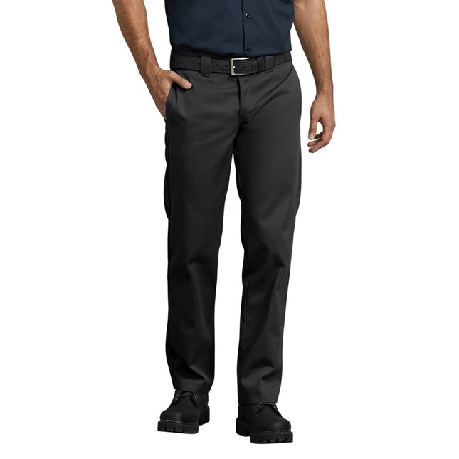 Dickies Men's Slim Straight Fit Twill Work Pants - Black 40x32: Polyester Regular Rise, Belt Loops