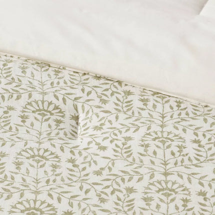 King Traditional Vine Printed Cotton Comforter & Sham Set Green - Threshold