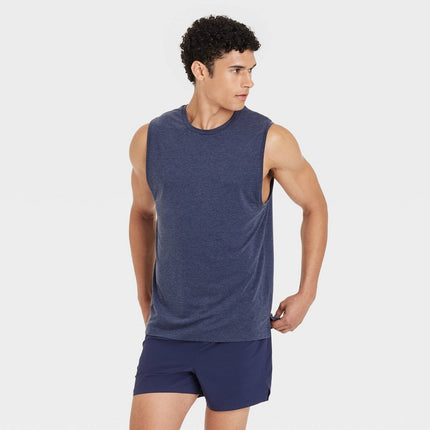 Men's Sleeveless Performance T-Shirt - All In Motion™ Navy Blue XXL: Relaxed Fit, Moisture Wicking, Quick Drying