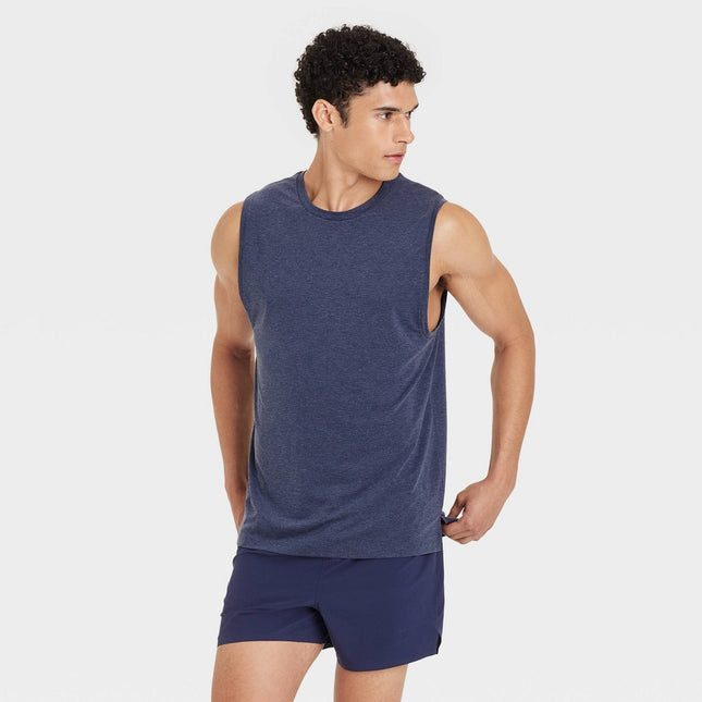 Men's Sleeveless Performance T-Shirt - All In Motion™ Navy Blue XXL: Relaxed Fit, Moisture Wicking, Quick Drying