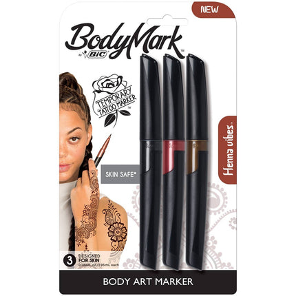 BIC BodyMark Temporary Tattoo Markers, Premium Brush Tip, Skin-Safe, Long-Lasting
